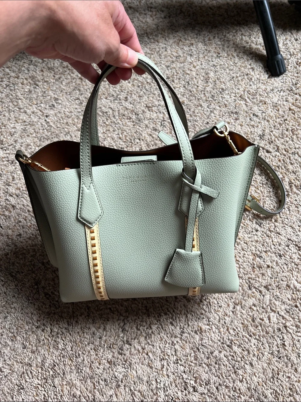 Tory Burch Mint Green Crossbody handbag with Gold Hardware